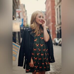 Cute Green Dress W/ Fox Print by SouthStore